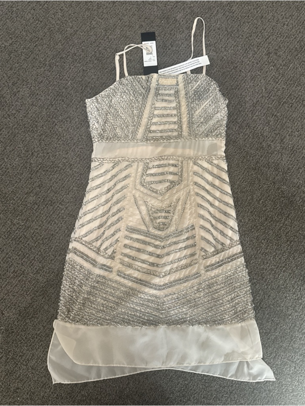 Parker size 2- Beaded blush  and Silver Cocktail/mini  Dress